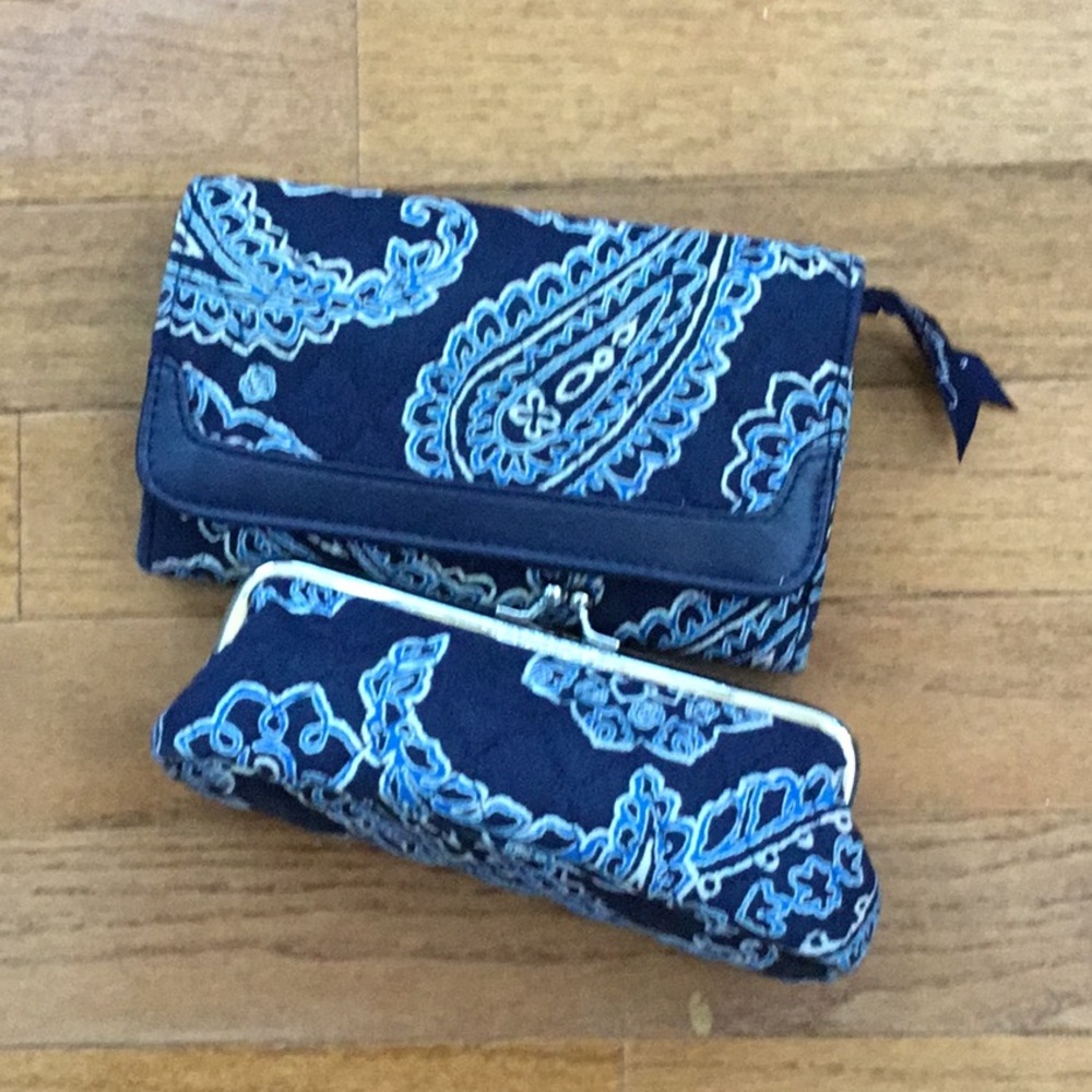 Vera Bradley Blue Paisley Wallet & Cosmetic Case